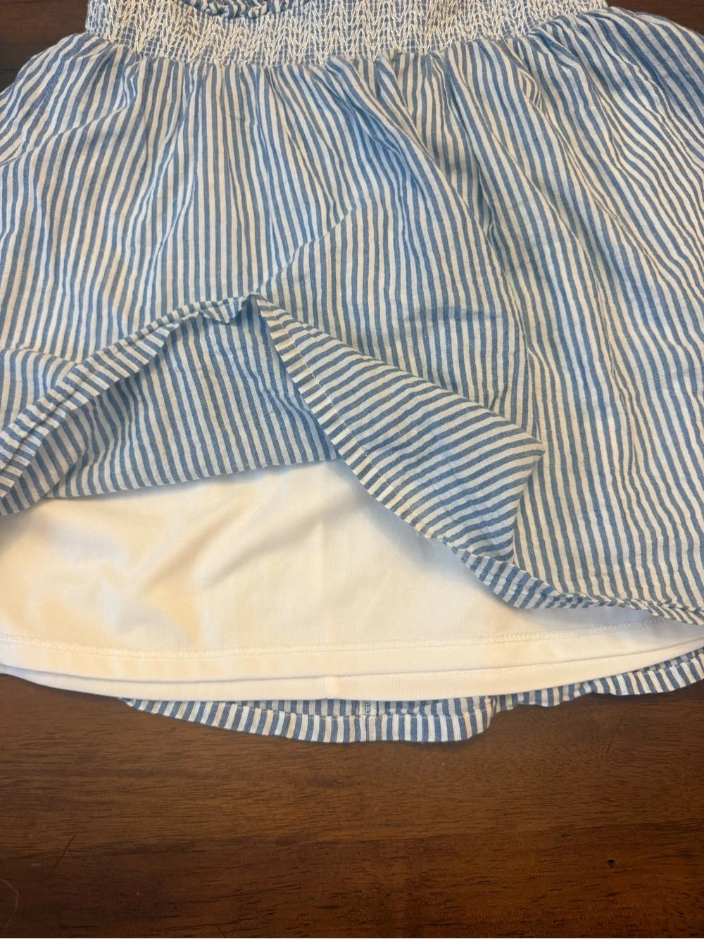 Old Navy Blue and White Striped Smocked Waist Skirt
